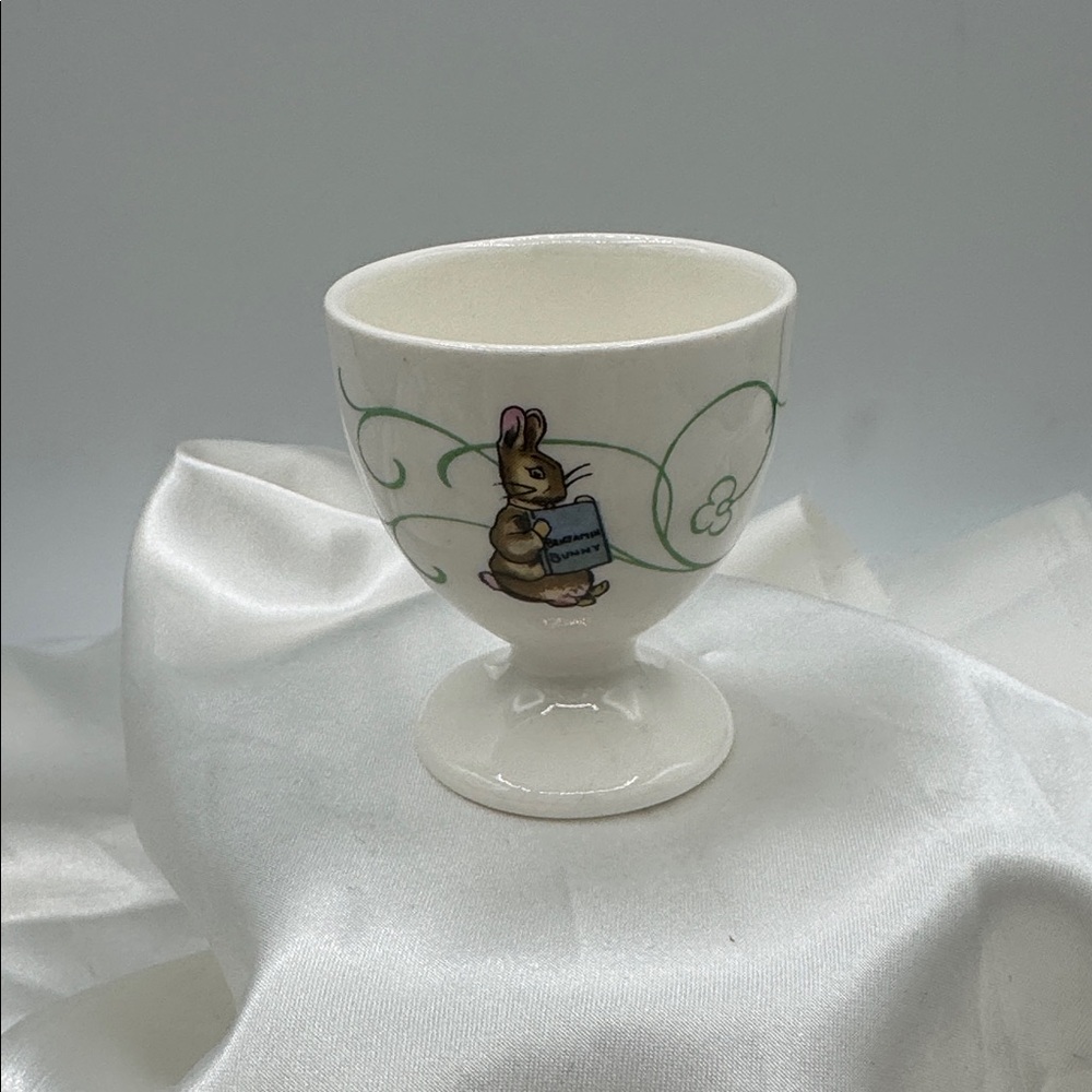Wedgwood Green Line Egg Cup Set, Small & Tall, UK Made, Beatrix Potter; RARE